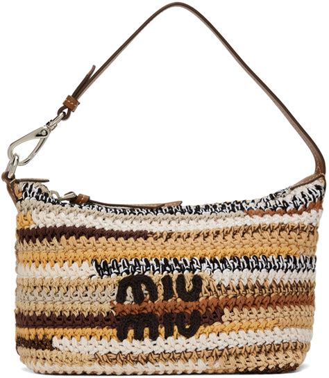 miu miu brown leather bag|Miu Miu crochet bag.